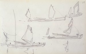 Studie voor Londen serie, boten op de Theems door Claude Monet